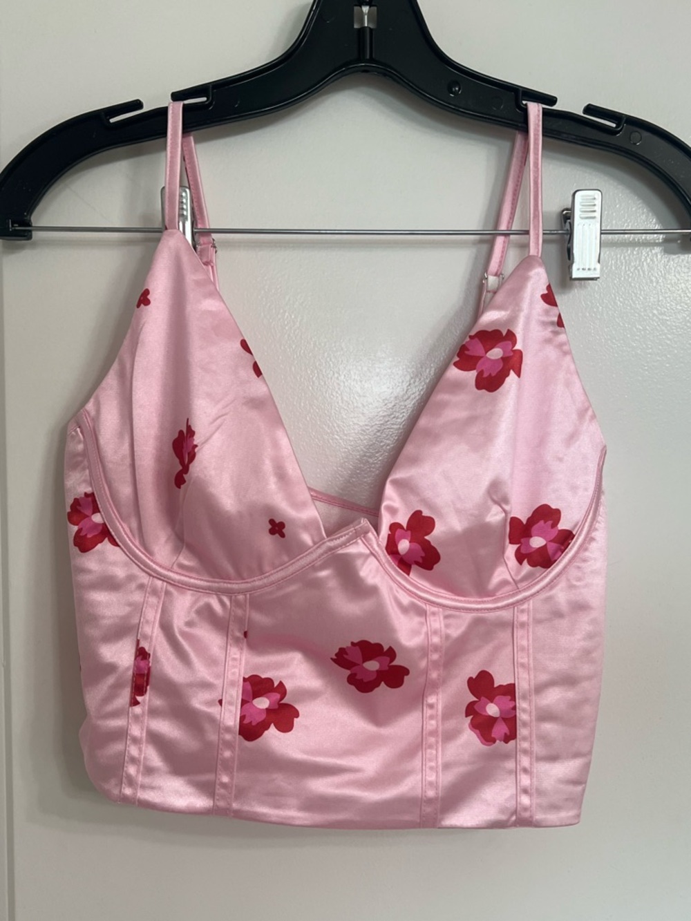 Pink Floral Bustier Cami Top - Size M